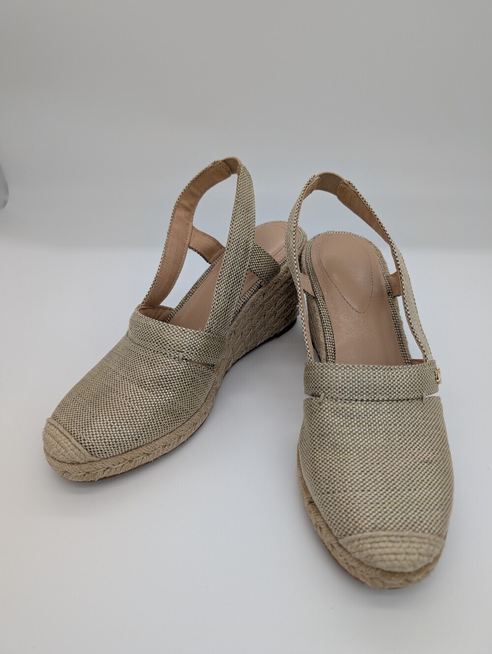 Lauren Ralph Lauren Penelopie Slingback Wedge Heel Espadrille Beige Gold US 9B